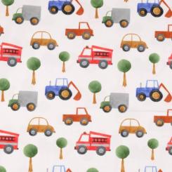 Baumwolljersey Digital Fahrzeuge rot/grün by Little Darling 