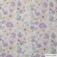 Popeline Light Print Lilac Flowers von Katia Stoffe 
