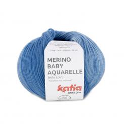 Merino-Baby Aquarelle Blau-Blassbraun-Hellhimmelblau 