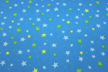 Westfalenstoffe Baumwolle Junge Linie bunte Sterne blau 