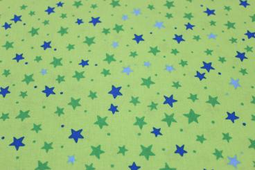 Westfalenstoffe Baumwolle Junge Linie bunte Sterne grün 