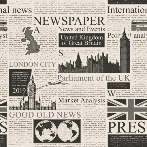 Baumwollstoff Newspaper 