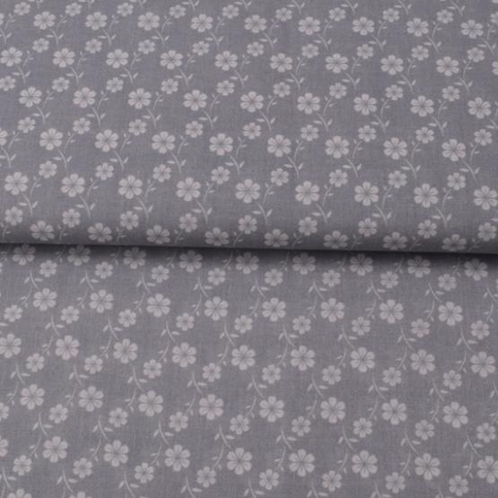 Baumwolle Blumen grau von Textil Rammelkamp 