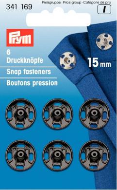 Prym Druckknöpfe 15mm zum Annähen schwarz 