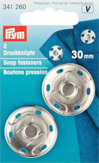 Prym Druckknöpfe 30mm zum Annähen silber 