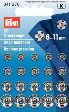 Prym Druckknöpfe 6-11mm zum Annähen silber 