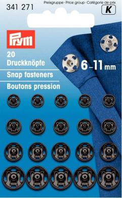 Prym Druckknöpfe 6-11mm zum Annähen schwarz 