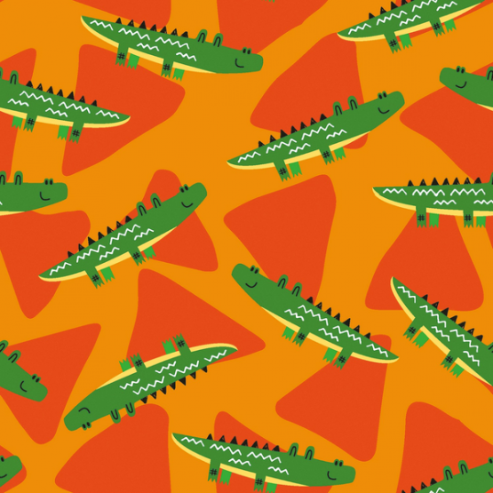 Baumwolljersey Krokodile orange 